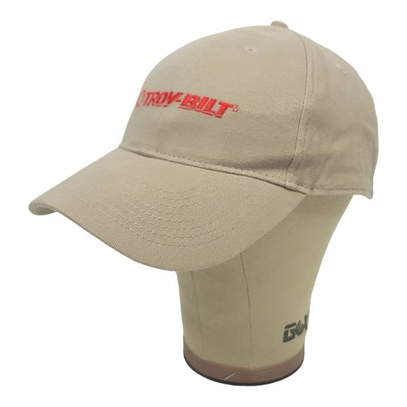 Troy Bilt Embroidered Adjustable Tuck Strap Cap Trucker Baseball Hat Khaki Red - Picture 7 of 12